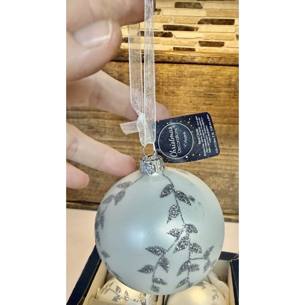 Decoris Polish Glass Christmas Ornaments 6 Pc  3.1" Handmade Poland Glitter